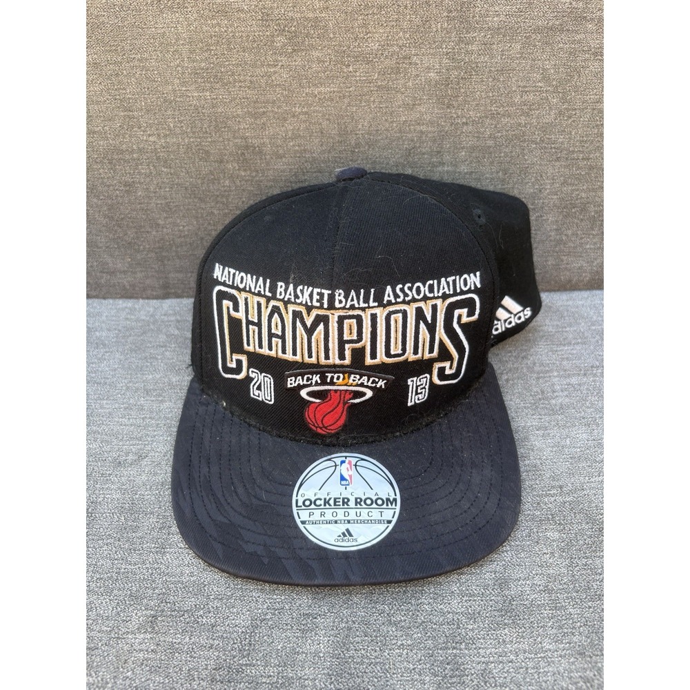 Miami Heat 2013 NBA Champions Locker Room Hat Adidas Finals Snapback Cap Black